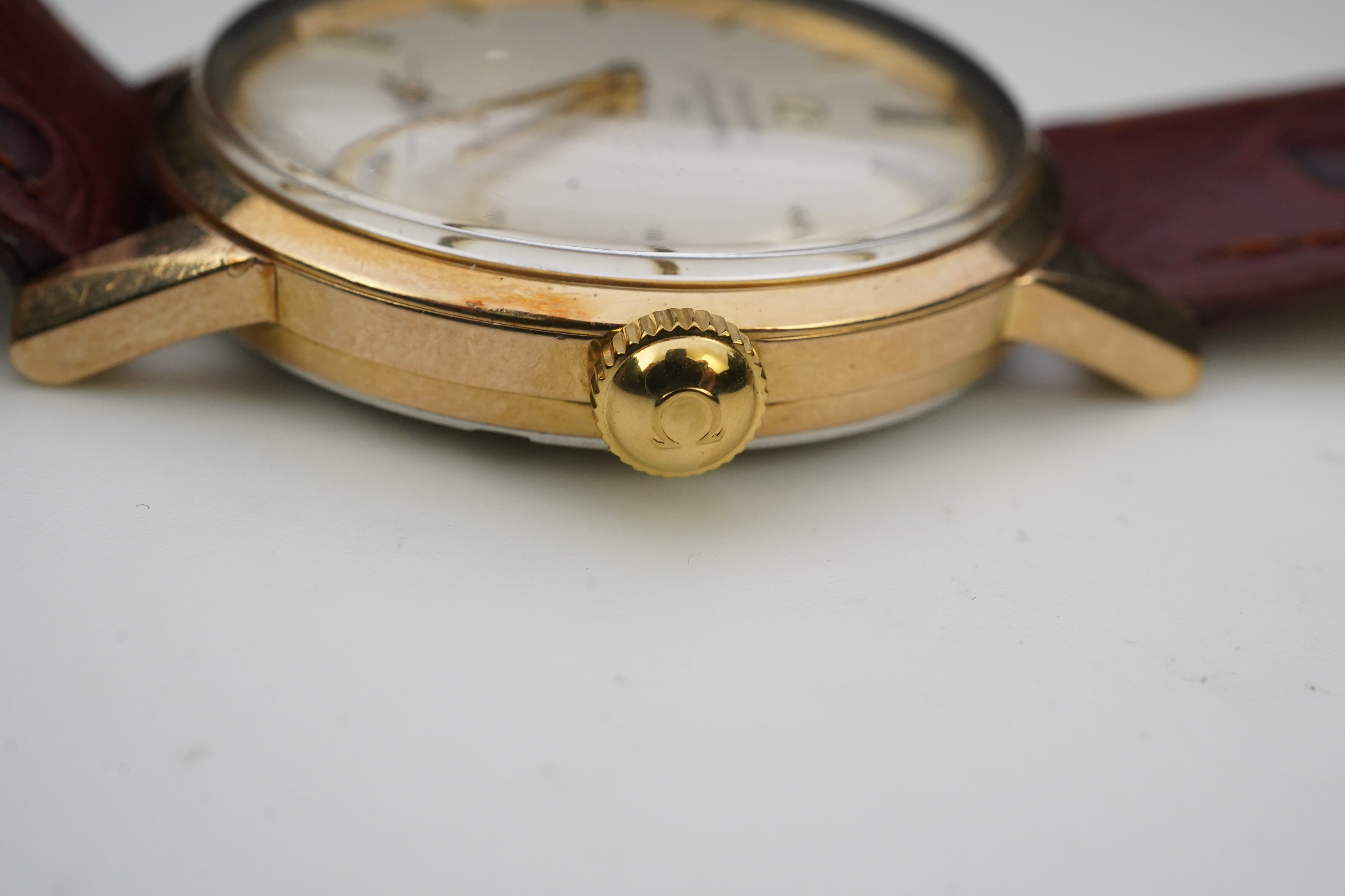 A gentleman's early 1960's steel and gold plated Omega Seamaster 30 manual wind wrist watch, on a later associated leather strap